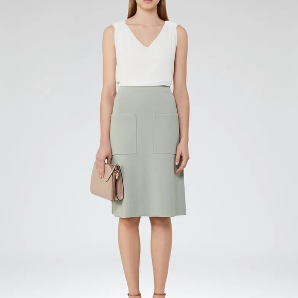 Reiss Bridgette Knitted A-Line Skirt Pepermint-Green Size 2 - Picture 3 of 11